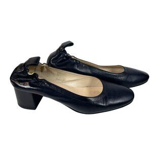 Everlane The Day Heel Black Leather Block Heel Italian Leather Scrunch Size 6.5